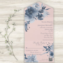 Aquarellfarbene blaue Blüte mit QR-Code