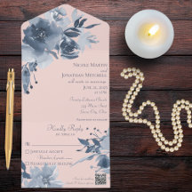 Aquarellfarbene blaue Blüte mit QR-Code