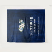 Aquarellfarbene blaue Hochzeitsmauer der Marine St Wandteppich (Vorderseite (Horizontal))