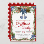 Aquarellfarbene, blaue Weihnachtsbällchen in Bände Einladung (Vorne/Hinten)