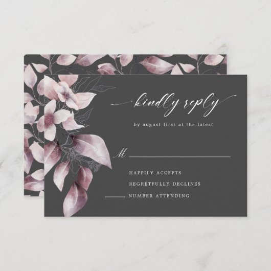 Aquarellfarbene, blühende RSVP-Karte RSVP Karte (Vorne/Hinten)