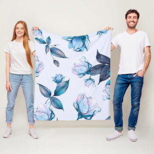 Aquarellfarbene Blume 10 Fleecedecke