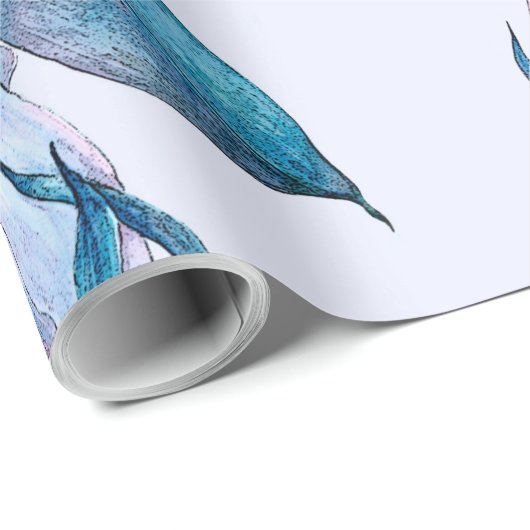 Aquarellfarbene Blume 10 Geschenkpapier (Rolleneckpunkt)