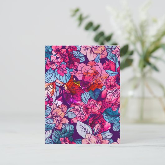 Aquarellfarbene Blume 16 Postkarte (Stehend Vorderseite)