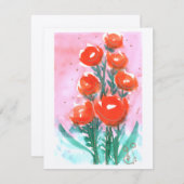 Aquarellfarbene Blume-1 (4.25"x5.5") Flachnotiskar Mitteilungskarte (Vorne/Hinten)