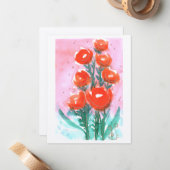Aquarellfarbene Blume-1 (4.25"x5.5") Flachnotiskar Mitteilungskarte (Vorderseite/Rückseite Beispiel)