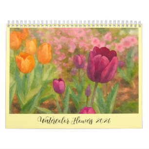Aquarellfarbene Blume 2026 Kalender