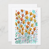 Aquarellfarbene Blume-3 (4.25"x5.5") Flachnotiskar Mitteilungskarte (Vorne/Hinten)