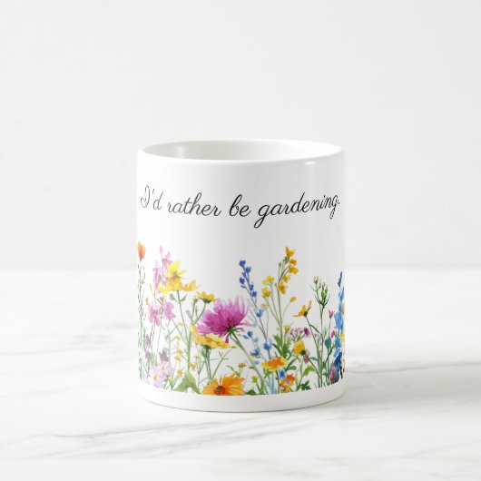 Aquarellfarbene Blume an der Grenze zu Gartenarbei Kaffeetasse (Mittel)