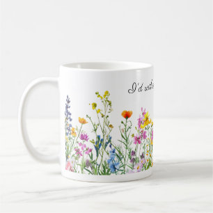 Aquarellfarbene Blume an der Grenze zu Gartenarbei Kaffeetasse