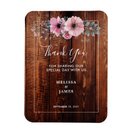 Aquarellfarbene Blume auf Stallholz Danke für Ihre Magnet