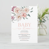 Aquarellfarbene Blume Baby in blühender Kinderdusc Einladung (Stehend Vorderseite)