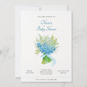 Aquarellfarbene Blume Babydusche Einladung
