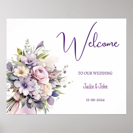 Aquarellfarbene Blume. Begrüßungszeichen. Poster (Vorne)