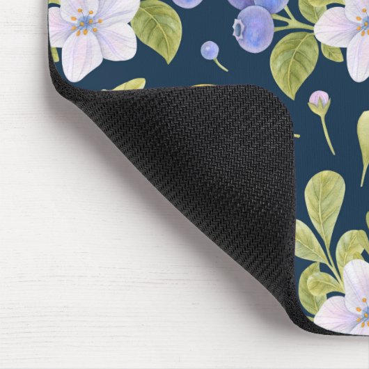 Aquarellfarbene Blume, Blaubeere und Saure Mousepad (Ecke)