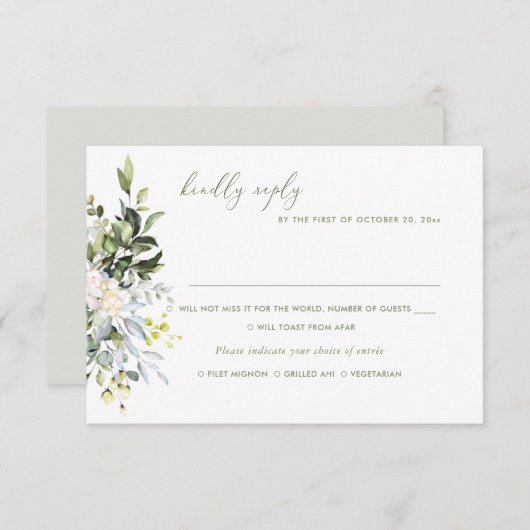 Aquarellfarbene Blume Blauer Kaugummi Eukalyptus, Einladung (Vorne/Hinten)