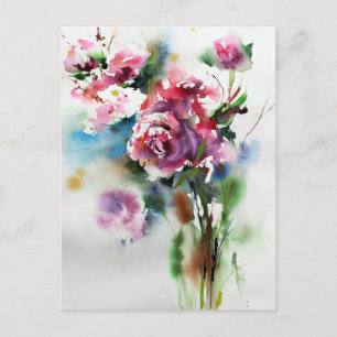 Aquarellfarbene Blume Blossom Malerei Postkarte