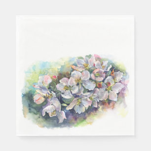 Aquarellfarbene Blume blühender Apfelbaum Hochzeit Serviette