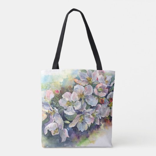 Aquarellfarbene Blume blühender Apfelbaum Hochzeit Tasche (Rückseite)