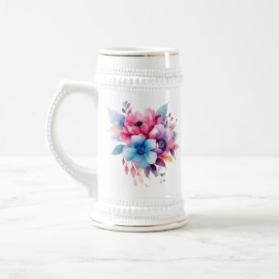 Aquarellfarbene Blume Blumendesign-45893 Bierglas