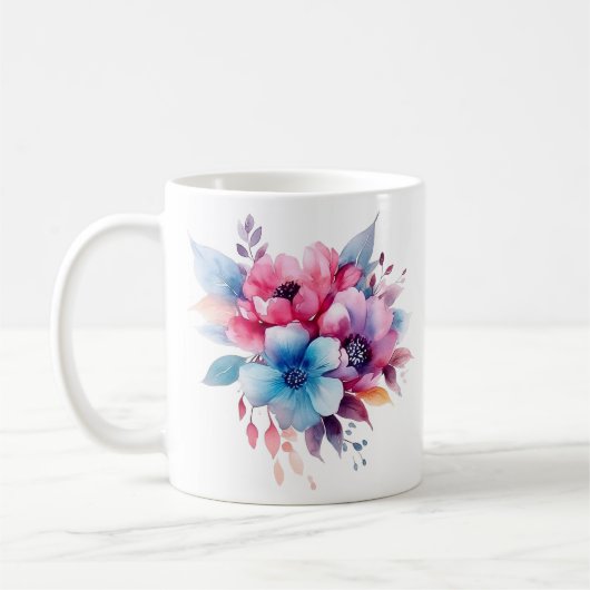 Aquarellfarbene Blume Blumendesign-45893 Kaffeetasse (Links)