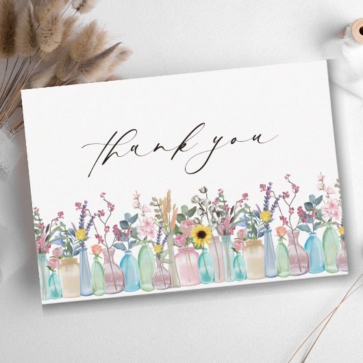 Aquarellfarbene Blume Blumengarten Hochzeiten Dankeskarte