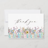 Aquarellfarbene Blume Blumengarten Hochzeiten Dankeskarte (Vorderseite)