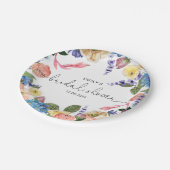 Aquarellfarbene Blume Blumengebirge Brautparty Pappteller (Schrägansicht)