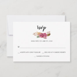 Aquarellfarbene Blume Bohemische Hochzeit von Stal RSVP Karte