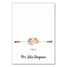 Aquarellfarbene Blume Bohemische Hochzeitsstimmung Tischnummer