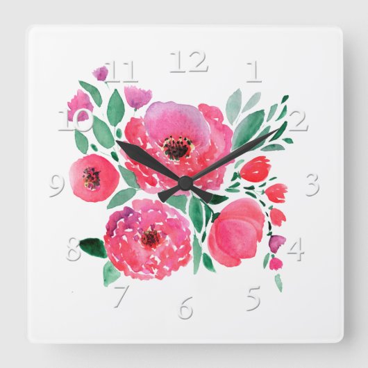 Aquarellfarbene Blume, Bouquet 2. große Uhr (Vorderseite)