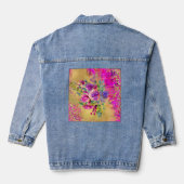 Aquarellfarbene Blume Bouquet auf Himbeerrosa Jeansjacke (Rückseite)