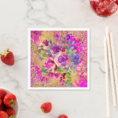 Aquarellfarbene Blume Bouquet auf rosa Glitzer Serviette (Beispiel)