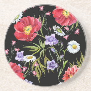 Aquarellfarbene Blume Bouquet: Nahtloses Muster Getränkeuntersetzer