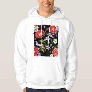 Aquarellfarbene Blume Bouquet: Nahtloses Muster Hoodie