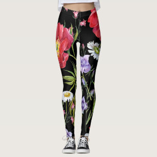 Aquarellfarbene Blume Bouquet: Nahtloses Muster Leggings