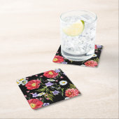 Aquarellfarbene Blume Bouquet: Nahtloses Muster Rechteckiger Pappuntersetzer (Vor Ort)