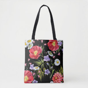 Aquarellfarbene Blume Bouquet: Nahtloses Muster Tasche