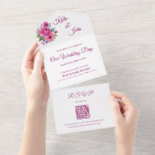 Aquarellfarbene Blume Bouquet-Wedding- All In One Einladung (Abreißen)