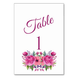 Aquarellfarbene Blume Bouquet-Wedding- Tischnummer