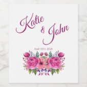 Aquarellfarbene Blume Bouquet-Wedding- Weinetikett (Einzelnes Label)