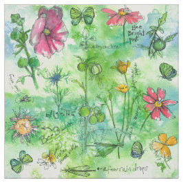 Aquarellfarbene Blume Butterfly Botanisches Sketch Stoff
