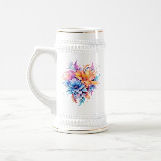 Aquarellfarbene Blume Design-24683 Bierglas (Links)