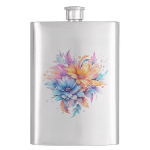 Aquarellfarbene Blume Design-24683 Flachmann