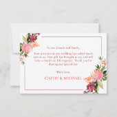 Aquarellfarbene Blume Doppelfröhlichkeit Hochzeit Dankeskarte (Rückseite)