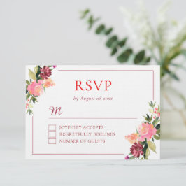 Aquarellfarbene Blume Doppelfröhlichkeit Hochzeit RSVP Karte