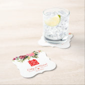 Aquarellfarbene Blume Doppelfröhlichkeit Hochzeit Untersetzer (Vor Ort)