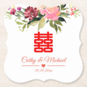 Aquarellfarbene Blume Doppelfröhlichkeit Hochzeit Untersetzer (Vorderseite)