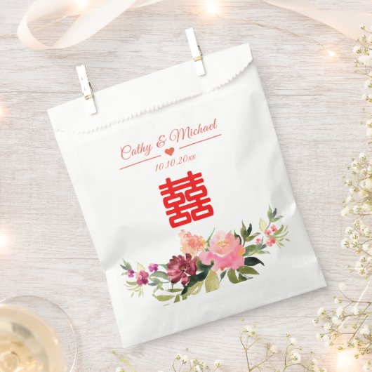 Aquarellfarbene Blume doppeltes Glück chinesische Geschenktütchen (Ausgeschnitten)