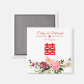 Aquarellfarbene Blume doppeltes Glück chinesische  Magnet (Vorderseite/Rückseite)